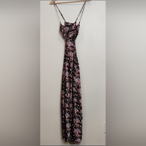 MARBLE Pink and Black Maxi Dress with Slit - Picture 2 of 7